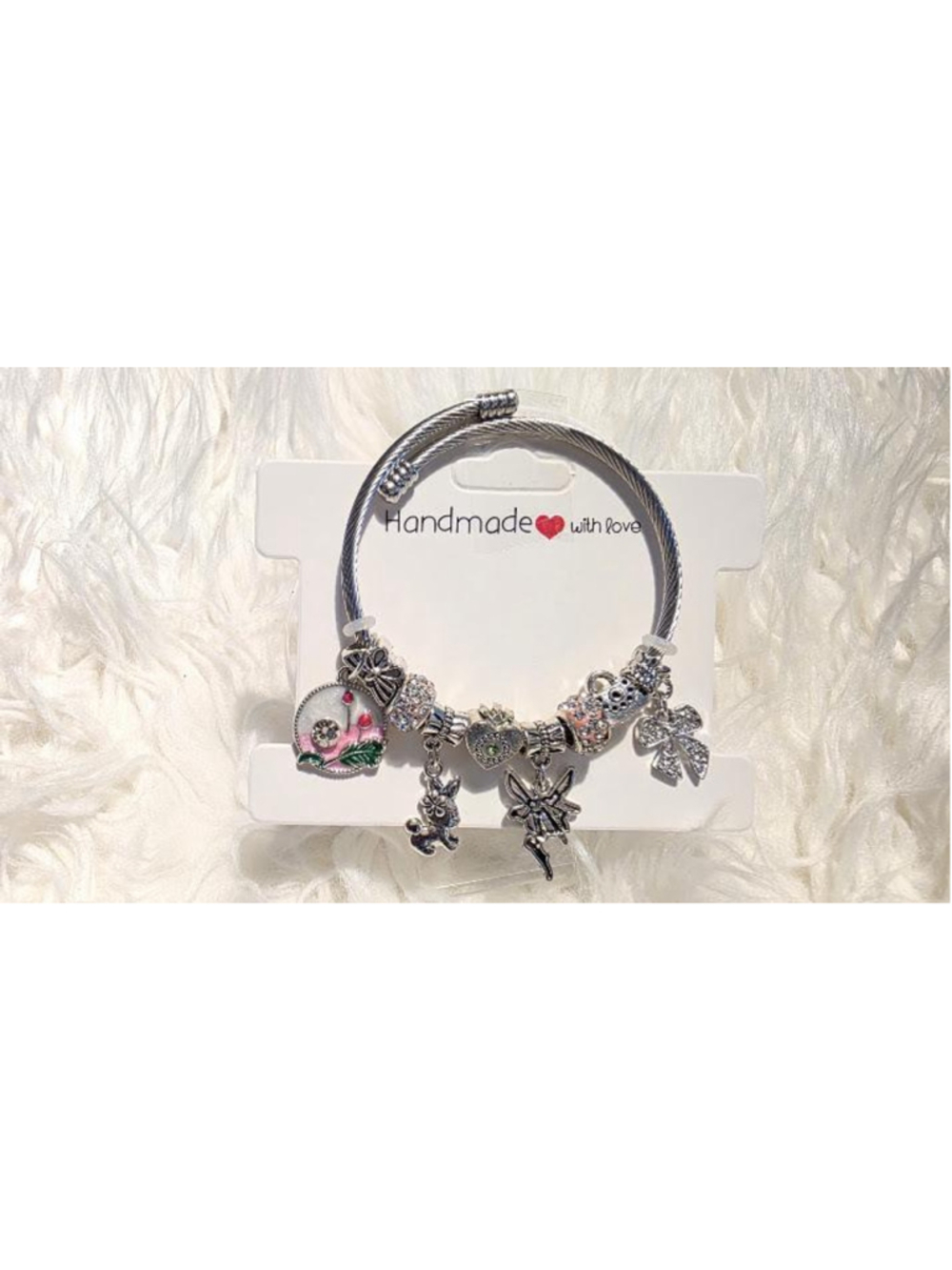 Handmade Charm Bracelet: Acrylic, Resin Beads, Metal Alloy Charms, Golden Snake